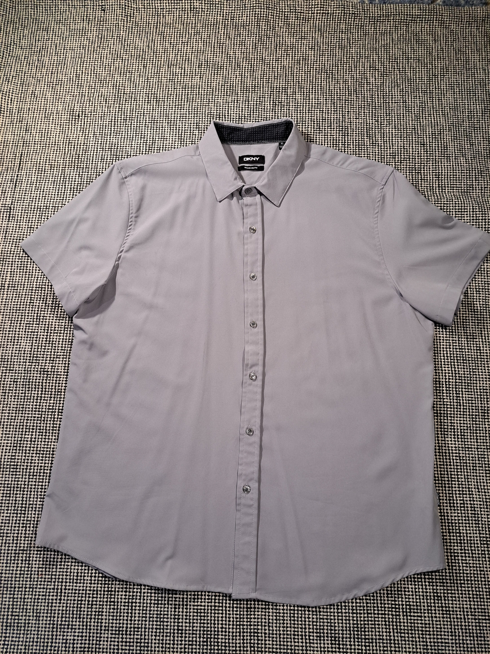 DKNY Men’s Short Sleeve Button-Up Shirt - Light Gray XL